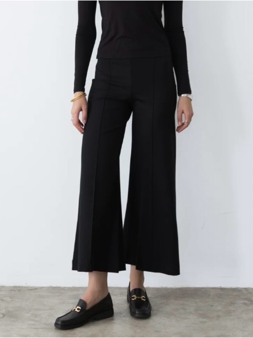 Ripley Rader Ponte Knit Cropped Wide Leg Pants Black